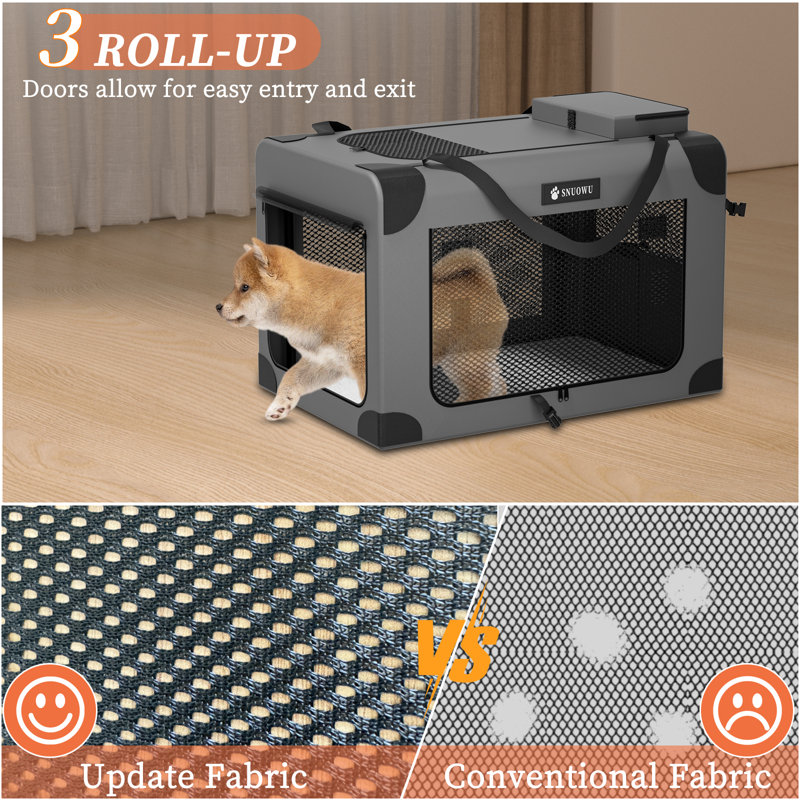 Tucker Murphy Pet 30 36 42 Inch Collapsible Dog Crate 3 Door Portable Travel Dog Crate for Large Dogs Foldable Soft Dog Crate Pet Kennel for Indoor Outdoor Pet Home Wayfair